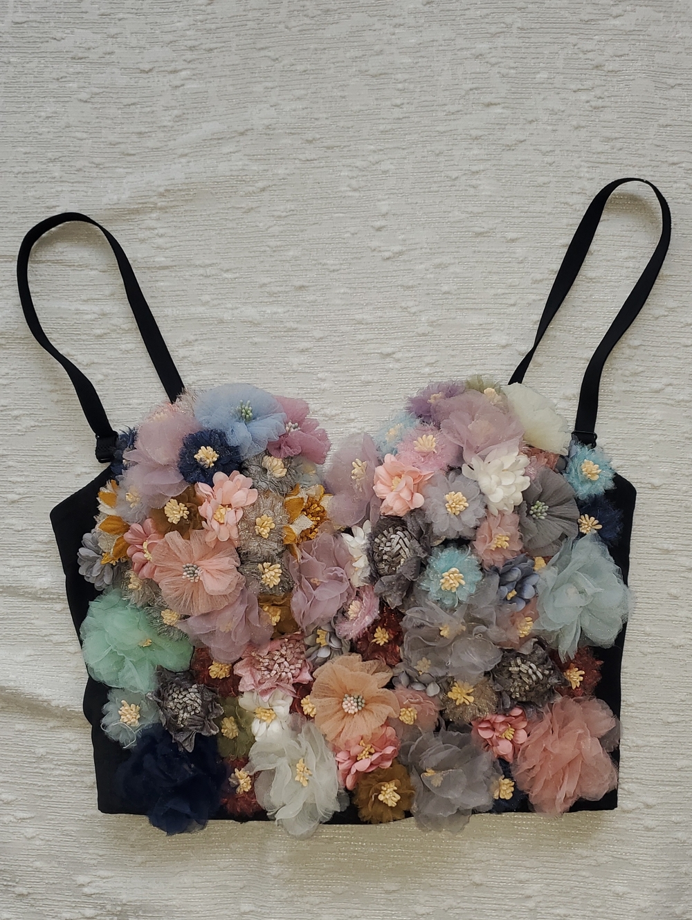 Black Floral 3D Appliqué Bralette